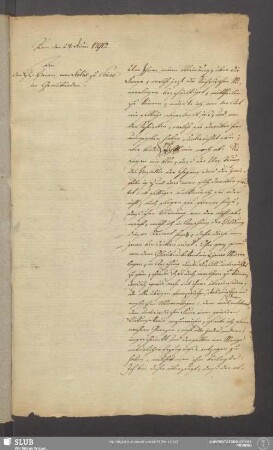 [Brief an Baron den Baron von Salis, Rom 24.06.1790, wahrscheinlich von Dolomieu]