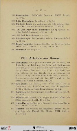 VIII. Arbeiten aus Bronze (Nr. 292-339)