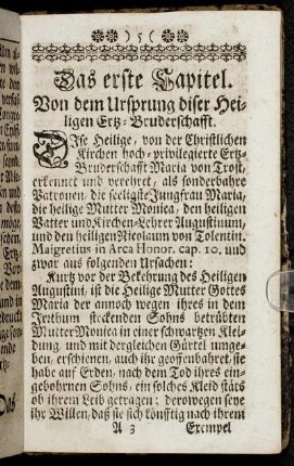 Das erste Capitel. Von dem Ursprung diser Heiligen Ertz-Bruderschafft.