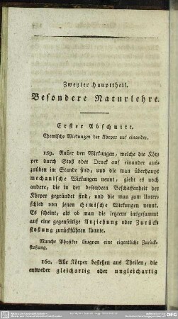 Zweyter Haupttheil. Besondere Naturlehre