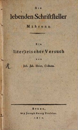 Die lebenden Schriftsteller Mährens