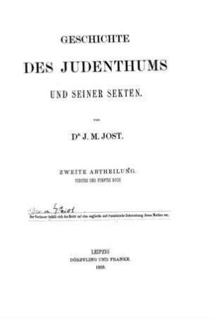 In: Geschichte des Judenthums und seiner Secten ; Band 2