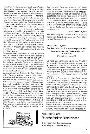 Denkmalschutz für Hamburgs Gärten : 1 Von der Misere des Denkmalschutzes in Hamburg (Fortsetzung aus 4/89)