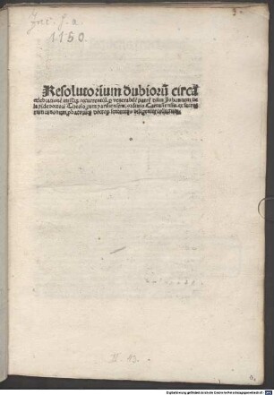 Resolutorium dubiorum circa celebrationem missarum occurrentium