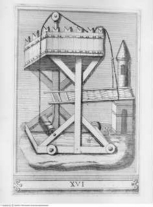Memorie concernenti la città di Urbino dedicate alla Sagra Real Maestà di Giacomo III Re della Gran Bretagna, Fahrbares Kriegsgerät; (Blatt 16)