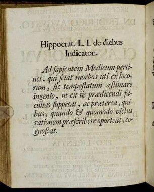 Hippocrat. L. I. de diebus Indicator.