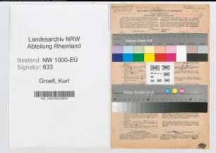 Entnazifizierung Kurt Groell, geb. 17.08.1900 (Verw.Sekretaer)