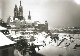 Meißen, Burgberg mit Dom und Bischofsburg, Ansicht von Südosten,