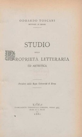 Studio sulla proprietà letteraria ed artistica