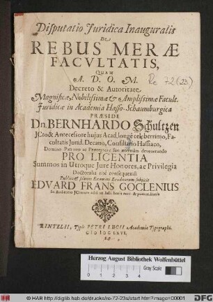 Disputatio Iuridica Inauguralis De Rebus Merae Facultatis