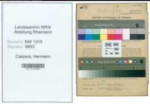 Entnazifizierung Hermann Caspers , geb. 13.12.1902 (Werkmeister)
