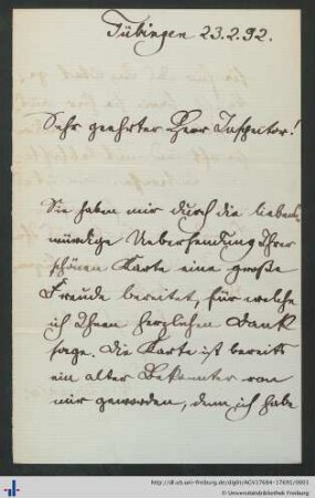 Brief vom 23.02.1892.
