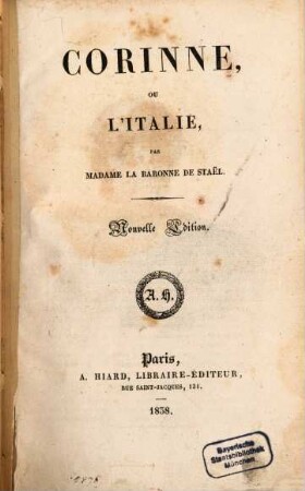 Corinne, ou l'Italie