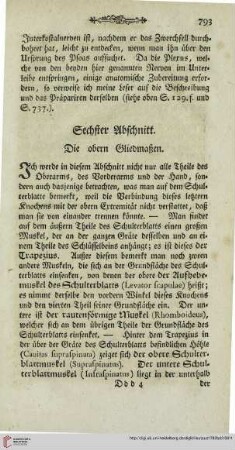 Sechster Abschnitt: Die obern Gliedmaßen