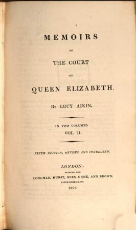 Memoirs of the court of Queen Elizabeth : in two volumes. 2