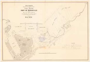 Karte Hafen Marseilles: Landkarte Hafen und Stadt Marseilles, Maßstabsleiste