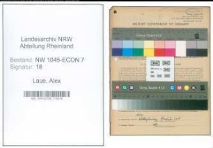 Entnazifizierung Alex Laue , geb. 19.04.1897 (Gartenbautechniker)
