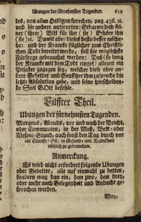 Eilffter Theil. Ubungen der fürnehmsten Tugenden.