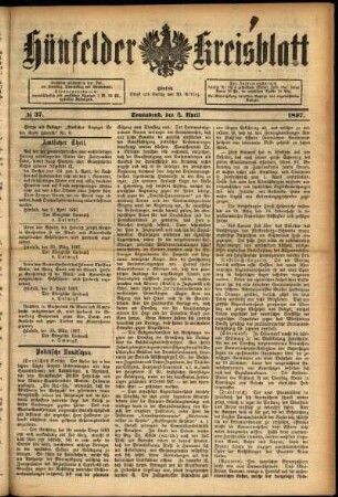 Ausgabe vom Samstag, den 03. April 1897.