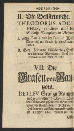 VII. Die Grafen von Rantzow.