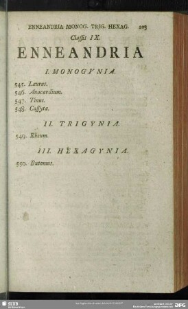Classis IX. Enneandria