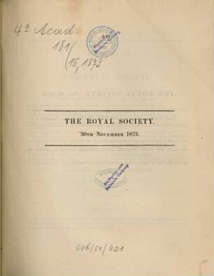 The Royal Society, 1873