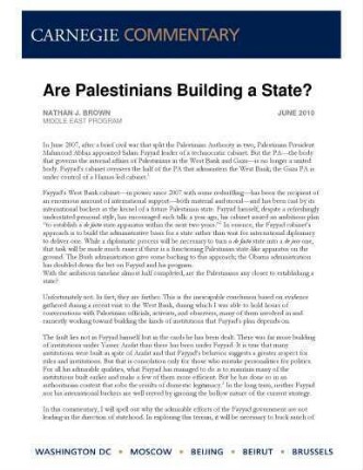 Are Palestinians building a state?