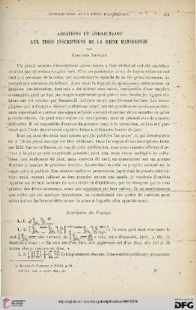 19: Additions et corrections aux trois inscriptions de la reine Hatshepsou