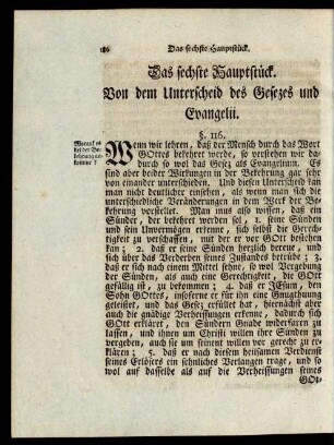 Das sechste Hauptstück. Von dem Unterscheid des Gesezes und Evangelii