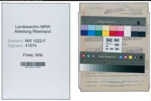 Entnazifizierung Willi Finke , geb. 18.02.1899 (Bahnsekretaer)