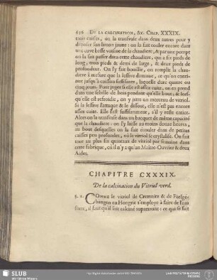 Chapitre CXXXIX. De la calcination du Vitriol verd