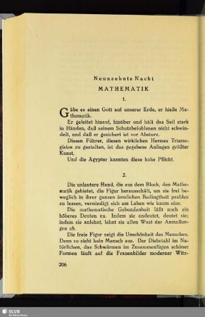 Neunzehnte Nacht: Mathematik