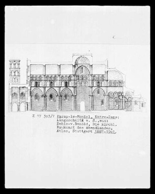 Paray-le-Monial, Längsschnitt der Kirche Notre-Dame von Süden