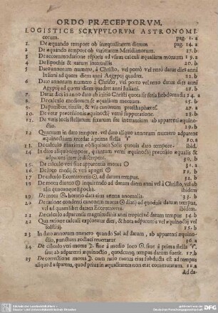 ORDO PRAECEPTORUM. LOGISTICE SCRUPULORUM ASTRONOMI.