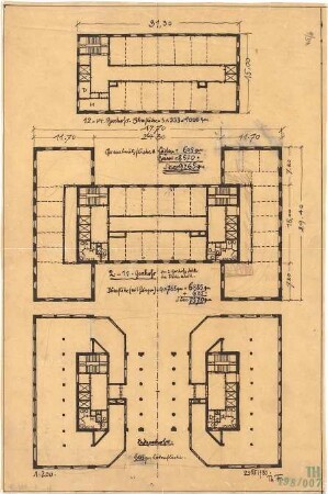 Fischer, Theodor; München, Sendlinger Tor Platz; Hochhaus - Grundriss EG, Grundriss 2. OG - 11. OG, Grundriss 12. OG - 14. OG