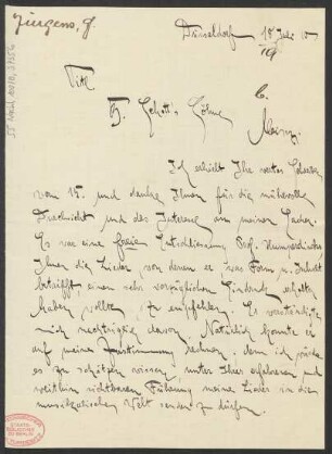 Brief an B. Schott's Söhne : 18.07.1910