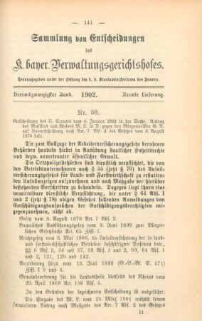 Dreiundzwanzigster Band. 1902. Neunte Lieferung. - Nr. 30. - Nr. 32.