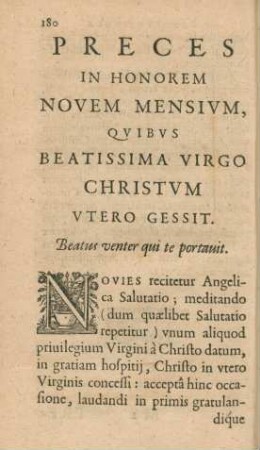 Preces In Honorem Novem Mensium, ...