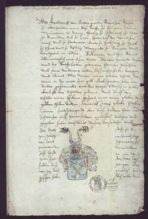 Wappenbrief für Hans, Bartholomäus u. Konrad Päschler (unbeglaubigte Kopie)