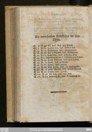 Die vornehmsten Druckfehler im 3ten Theile.