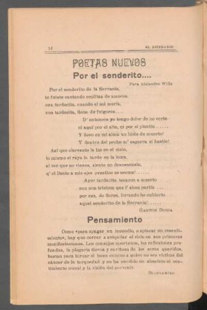 Por el senderito.... : Para Alejandro Wills - [Poetas nuevos]