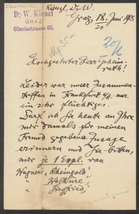 Brief an Ludwig Strecker <senior> an B. Schott's Söhne : 18.06.1903