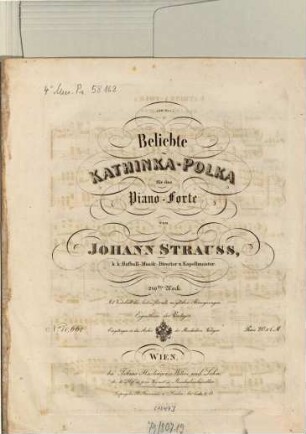 Beliebte Kathinka-Polka : für d. Piano-Forte ; 210. Werk