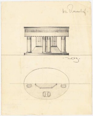 Landhaus »Der Rosenhof« für K. W. Schneider, Berlin-Lankwitz: Ansicht und Grundriss eines Details