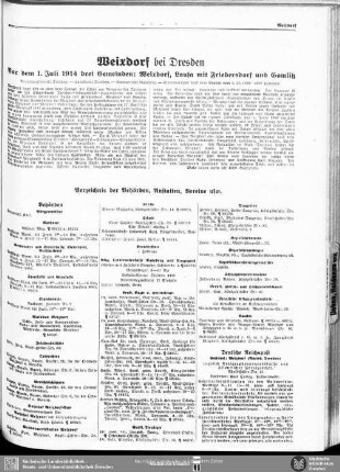 Weixdorf bei Dresden : Vor dem 1. Juli 1914 drei Gemeinden: Weixdorf, Lausa mit Friedersdorf umd Gomlitz