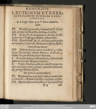 Designatio Lectionum Et Exercitationum Scholae Berolinensis.