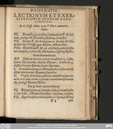 Designatio Lectionum Et Exercitationum Scholae Berolinensis.