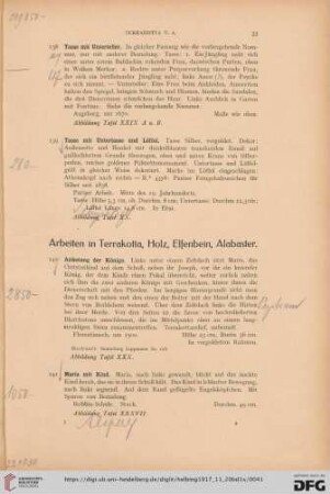 Arbeiten in Terrakotta, Holz, Elfenbein, Alabaster (Nr. 140-150)
