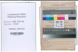 Entnazifizierung Heinrich Kluthen , geb. 14.07.1907 (Maler)