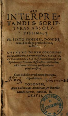 Ars interpretandi s. scripturas absolutissima